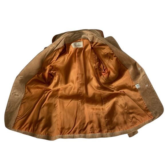Vintage 70s Brown Tan Suede Leather Blazer Jacket MS Collectibles Boho Small - Picture 7 of 7